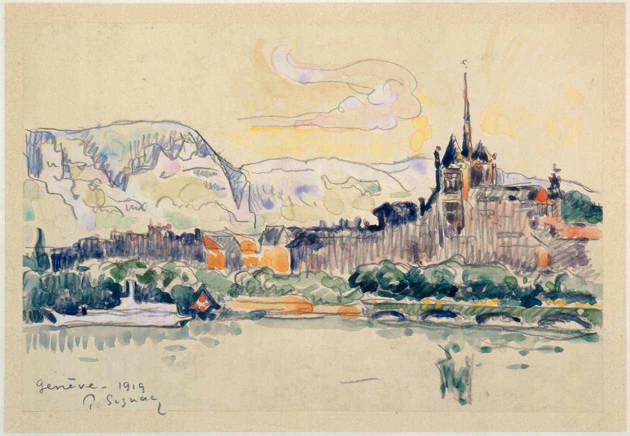 Genève, 1919 (wc på papir) af Paul Signac