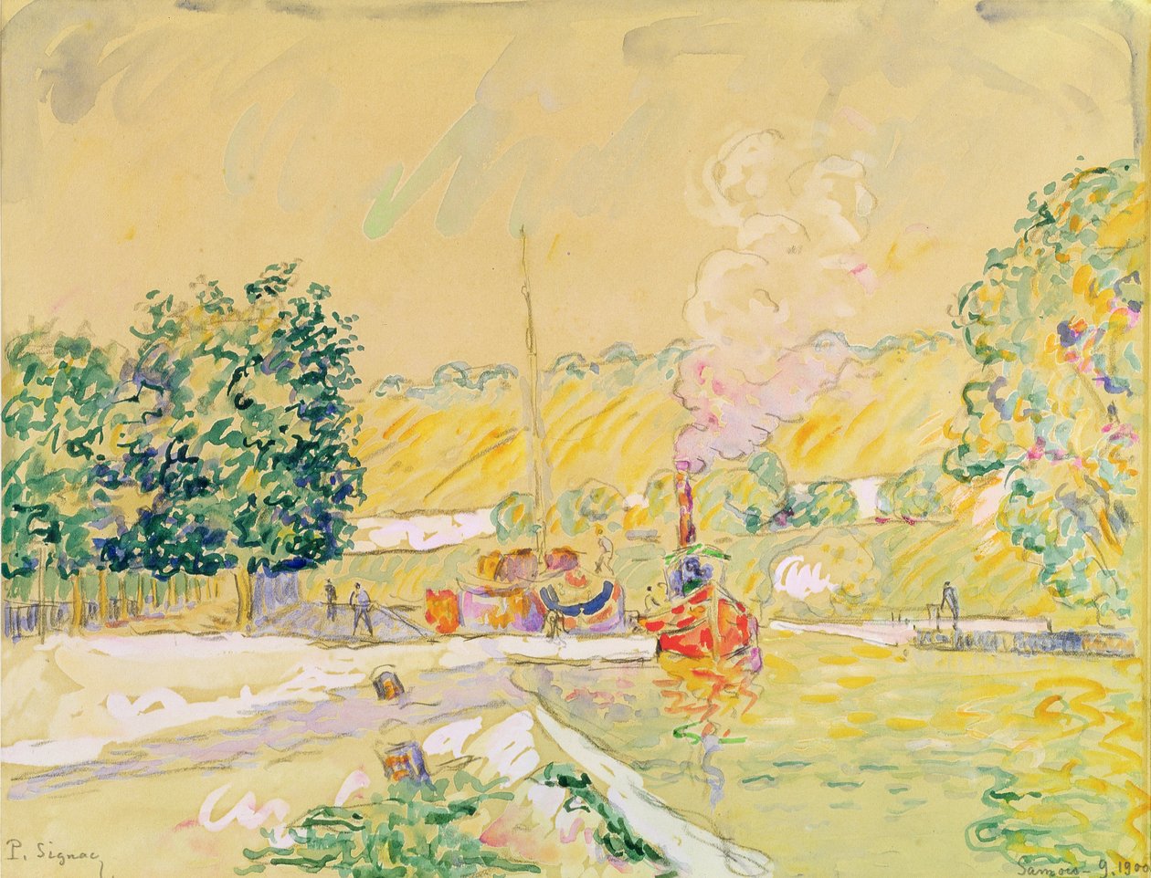 Sluse ved Sannois, 1900 (akvarel på papir) af Paul Signac
