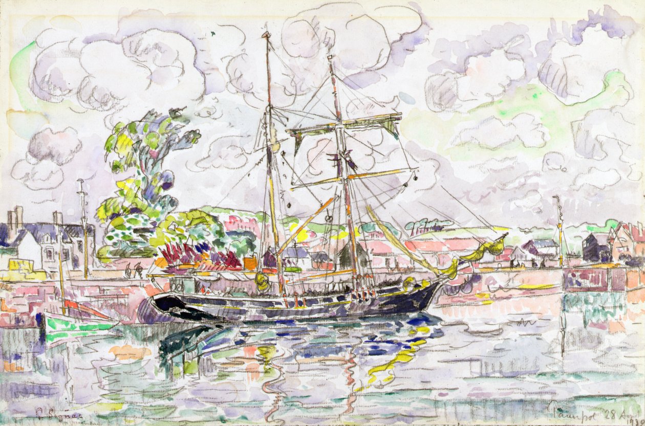 Paimpol, 1930 (wc med blyant på papir) af Paul Signac