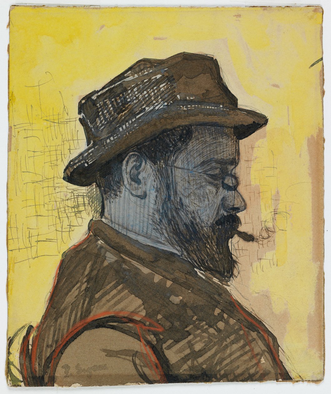 Portræt af Maximilien Luce, ca. 1890 (toilet og gouache på papir) af Paul Signac