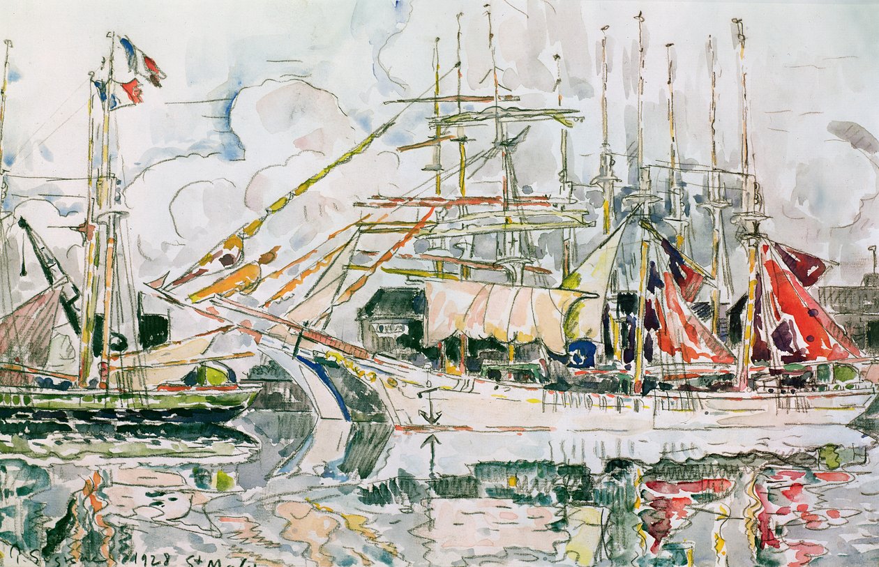 Saint-Malo, 1928 (blyant og wc på papir) af Paul Signac