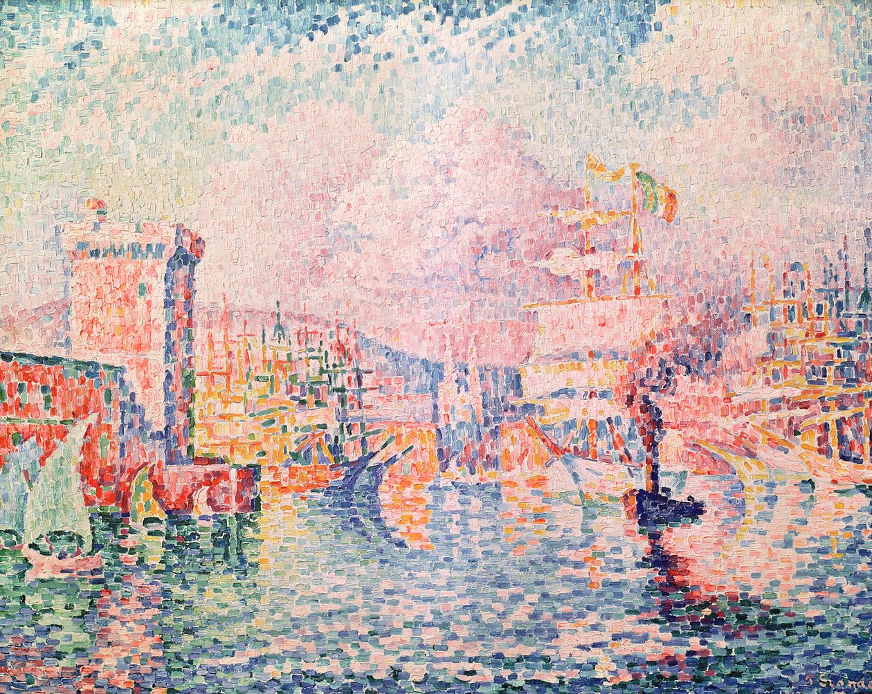 Det røde tårn (indgangen til Marseilles havn), 1913 af Paul Signac