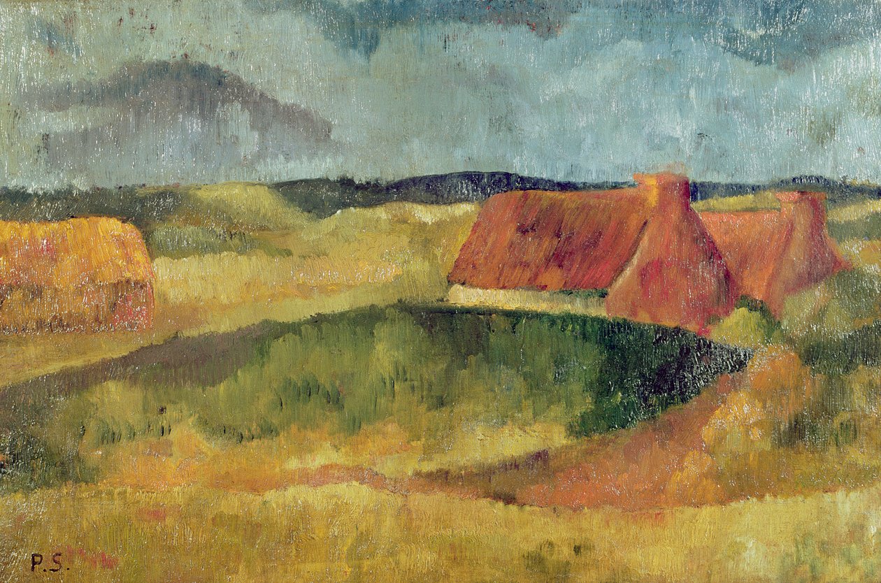 Stråtækte hytter ved Pouldu, 1894 af Paul Sérusier