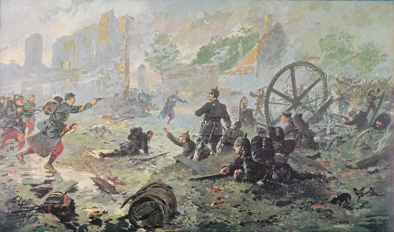 Angrebet ved Mailly-le-Camp under det første slag ved Marne, 1914 af Paul Thiriat