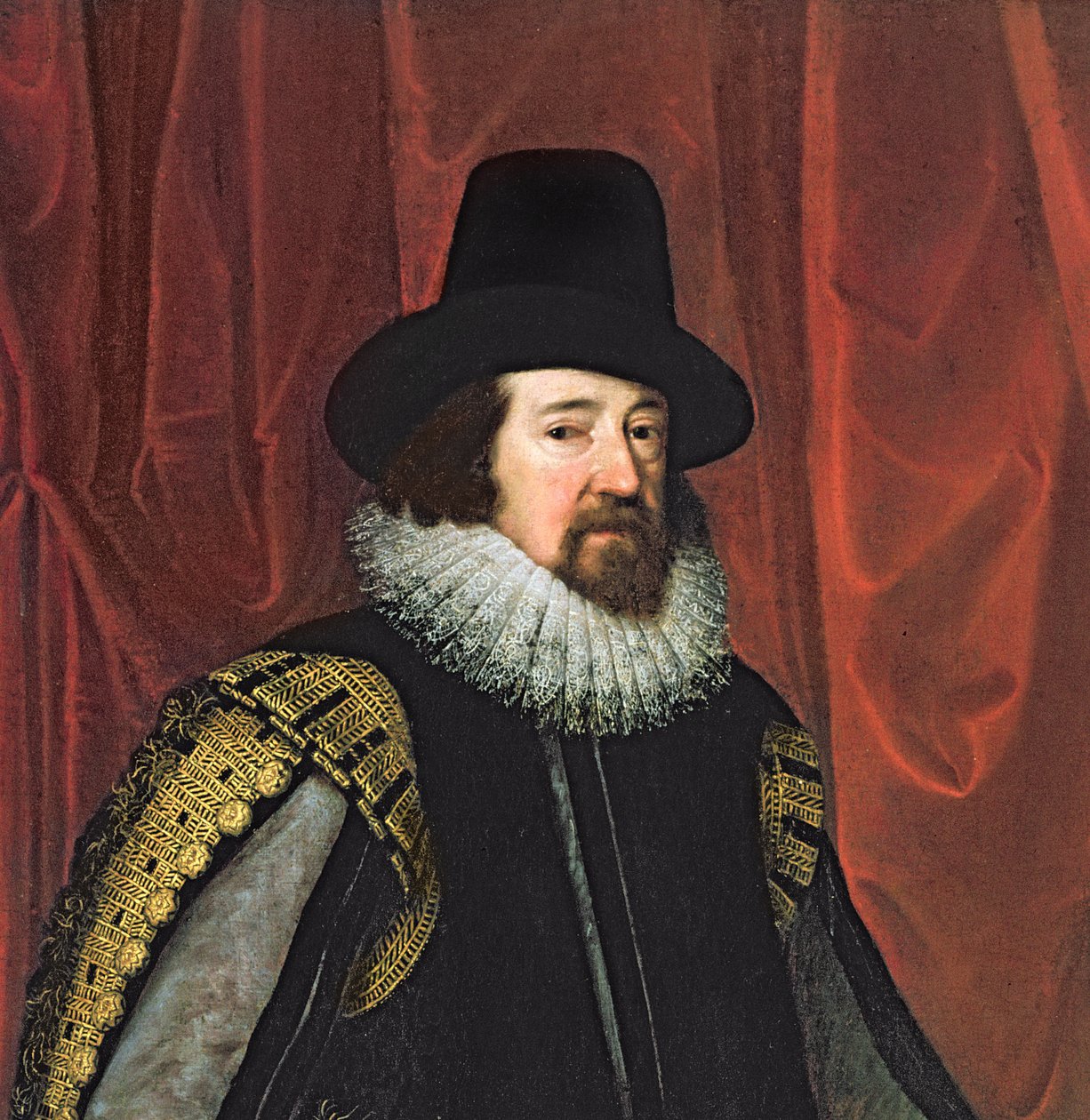 Sir Francis Bacon 1561-1626 Baron Verulam af Verulam, Viscount St. Albans olie på lærred detalje af 242134 af Paul van Somer
