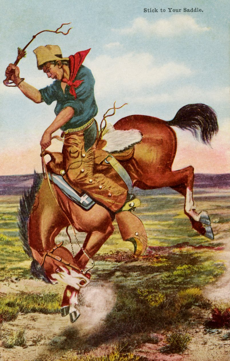 Cowboy på bukkehest af Paul (after) Gredo