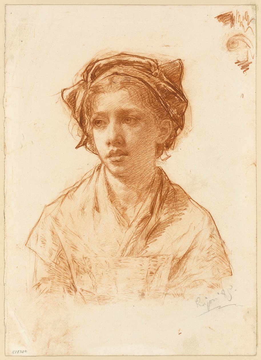 Buste af en bondepige af Paul Adolphe Rajon