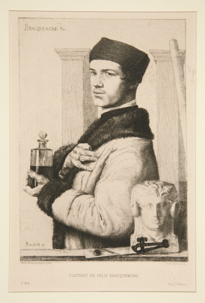 Portræt af Felix Bracquemond af Paul Adolphe Rajon