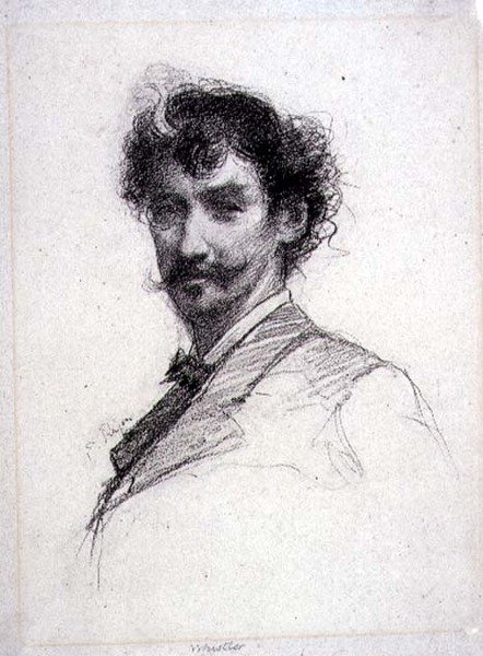 Portræt af James Abbott McNeill Whistler (1834-1903) (fotogravure) af Paul Adolphe Rajon