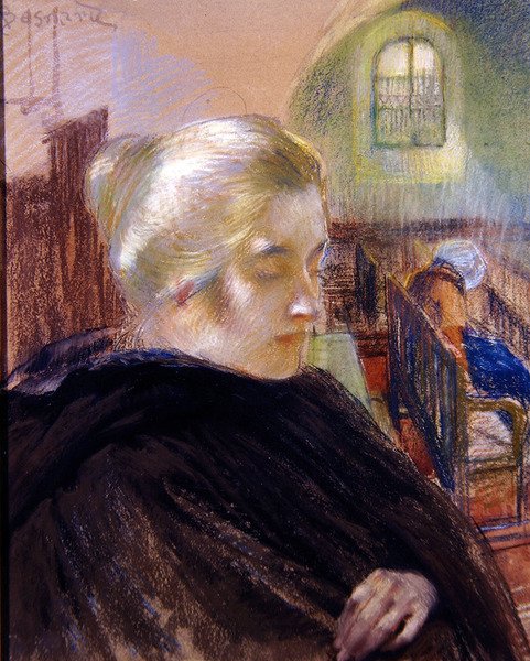 Portræt af Madame Besnard (pastel på papir) af Paul Albert (attr. to) Besnard