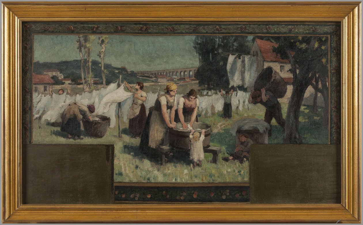 Skitse til rådhuset i Arcueil-Cachan: Les Blanchisseuses af Paul Albert Baudouin