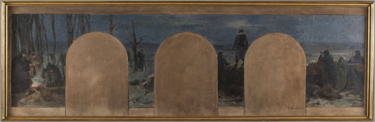 Skitse til kabinettet for præfekten af Hôtel de Ville: Eksternt forsvar under belejringen af Paris i 1870 af Paul Albert Baudouin