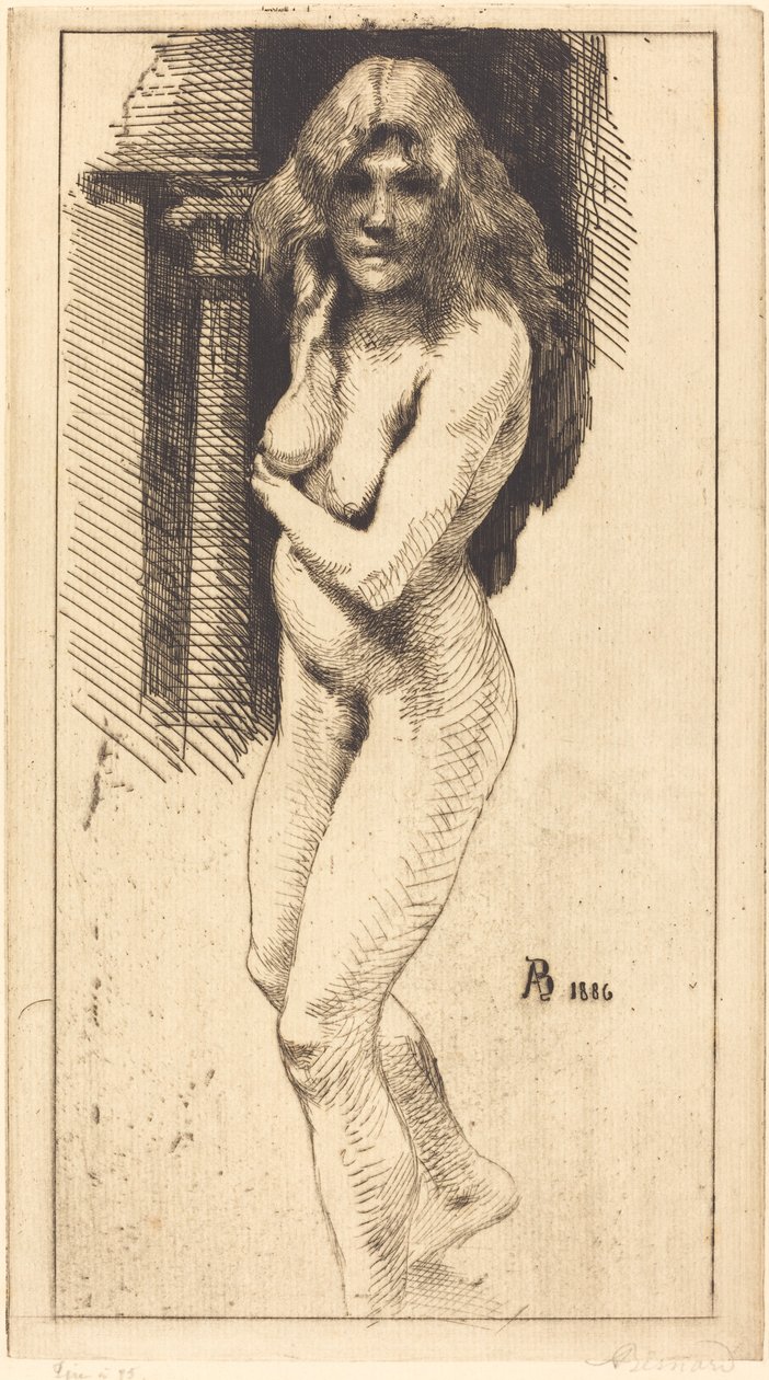 Carmen Standing in the Nude Carmen nue debut, 1886. af Paul Albert Besnard