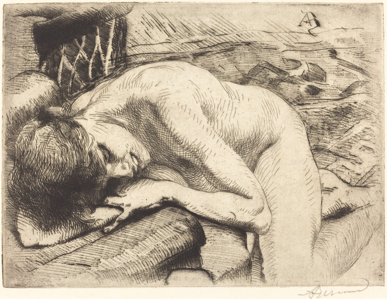 Model sover på gulvet Modellen sover på gulvet, 1885. af Paul Albert Besnard