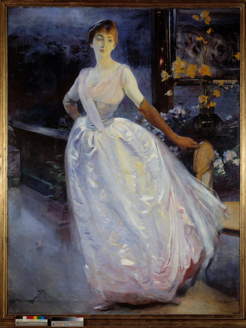 Portræt af Madame Roger Jourdain, malerens hustru. Maleri af Paul Albert Besnard (1849-1934) af Paul Albert Besnard