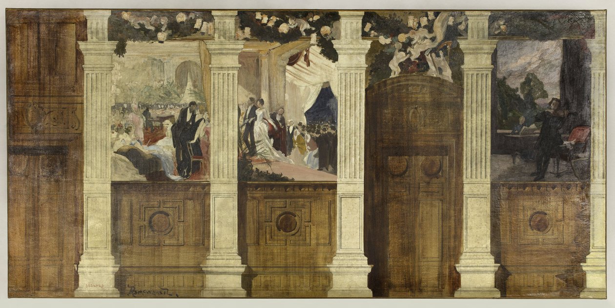 Skitse til rådhuset i det 4. distrikt: Le Bal à la ville ou La Fête mondaine af Paul Albert Besnard