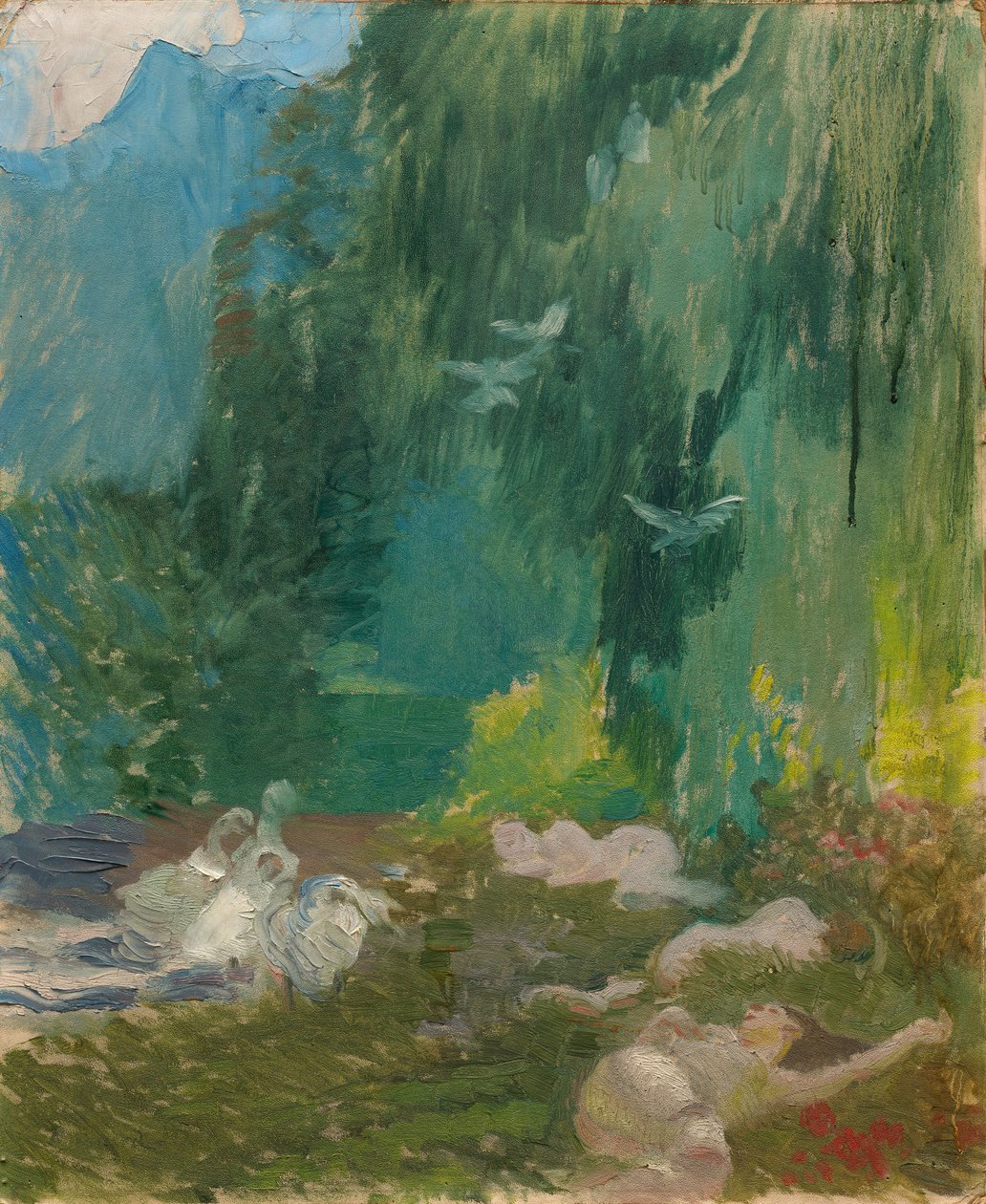 The Siesta, ca. 1890-1920 (olie på plade) af Paul Albert Besnard