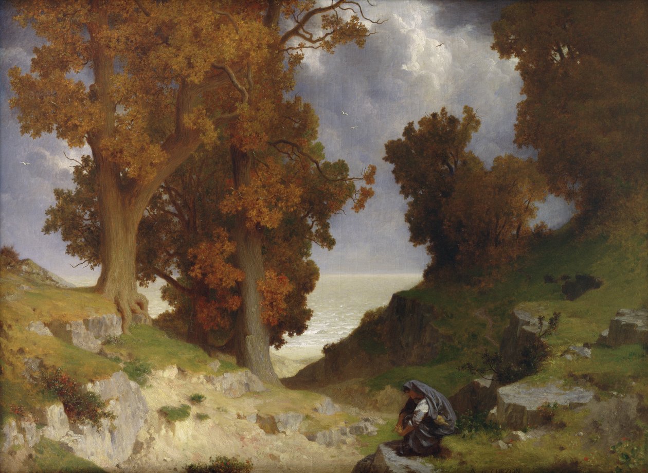 Landskab med figuren Clotho af Paul Alfred de Curzon