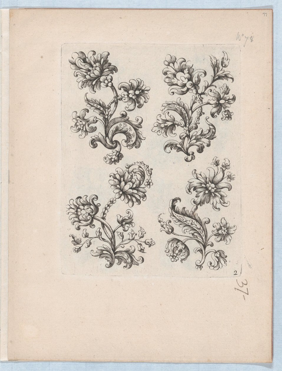 Serie af små blomstermotiver, tavle 2, ca. 1670-85., ca. 1670-85. af Paul Androuet Du Cerceau