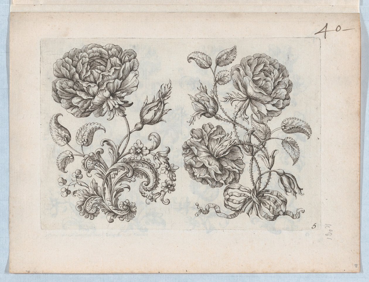 Serie af små blomstermotiver, tavle 5, ca. 1670-85., ca. 1670-85. af Paul Androuet Du Cerceau