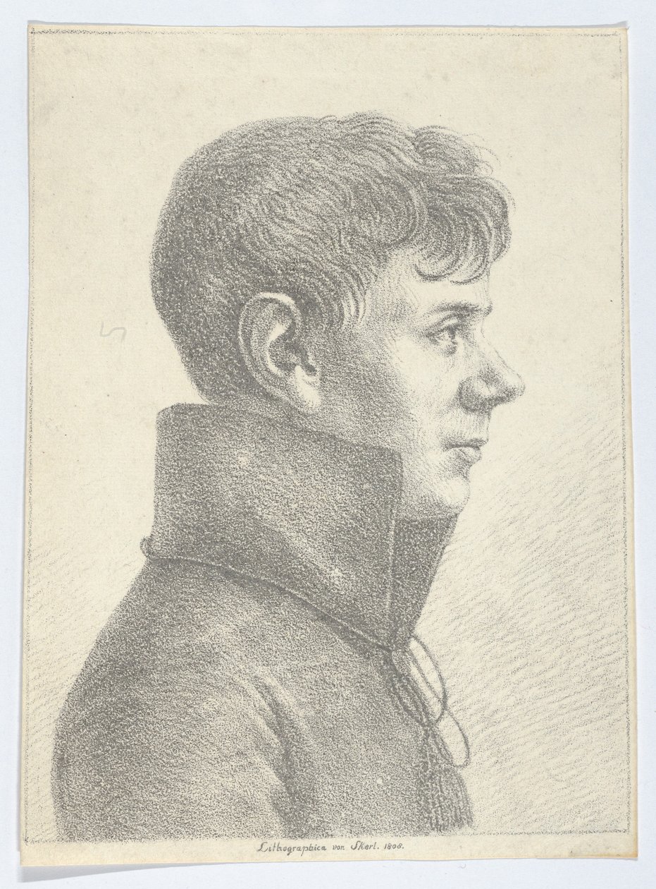 Portræt af en ung mand i profil, 1808., 1808. af Paul Anton Skerl