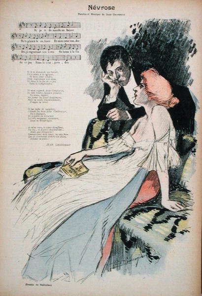 Neurosis, illustration til et digt af Jean Grandeau, ca. 1896 (farve litho) af Paul Balluriau