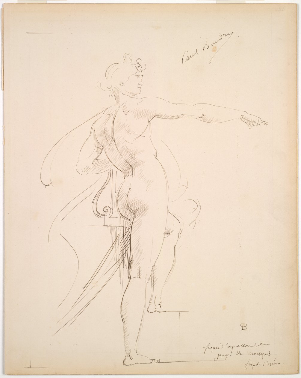 Studie af Apollo for Marsyas recto, Face in Profile verso, slutningen af 1860