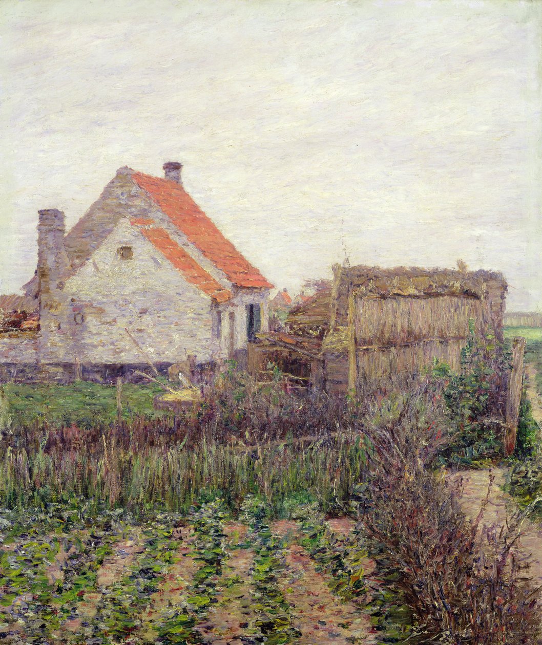 Bondegård med grøntsagshave (olie på lærred) af Paul Baum