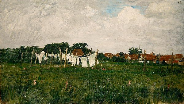 Mecklenburg, Landskab med den lille by Schwann ved Warrow af Paul Baum
