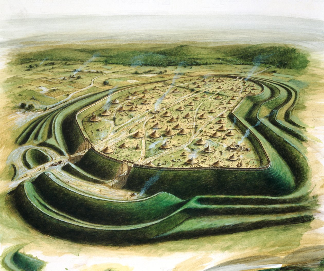 Maiden Castle, c5. århundrede f.Kr., c1990-2010. af Paul Birkbeck