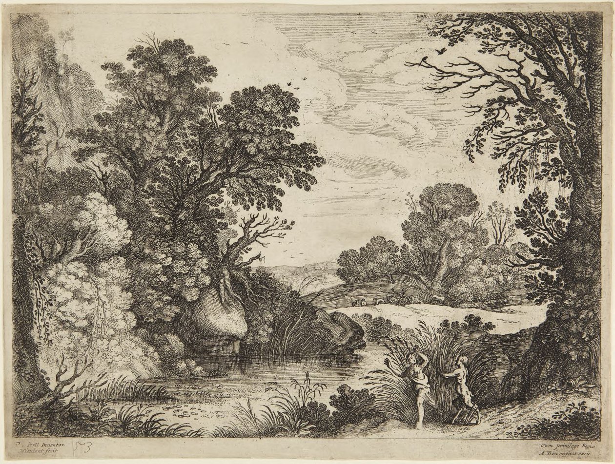 Nymfe og satyr af Paul Bril