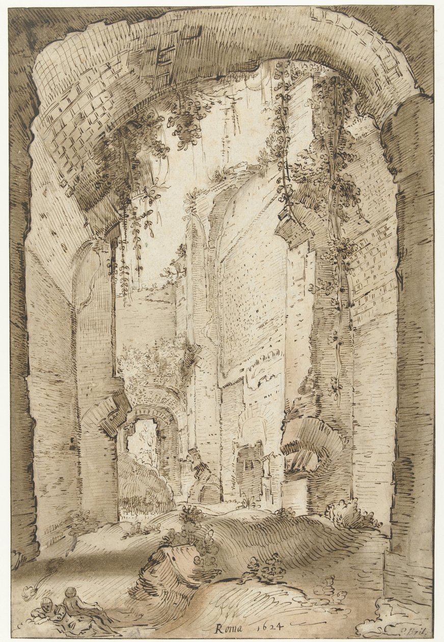 Ruinerne af Septimus Severus-paladset på Palatinerhøjen af Paul Bril