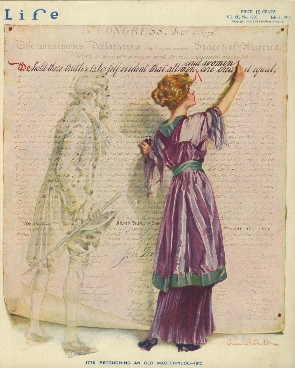 1776 - Retouchering af et gammelt mesterværk - 1915, forsiden af magasinet Life af Paul C. Stahr