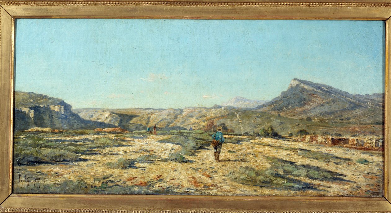 Bakkerne i Allauch En vandrer i et landskab i Provence. Maleri af Paul Camille Guigou (1834-1871) af Paul Camille Guigou