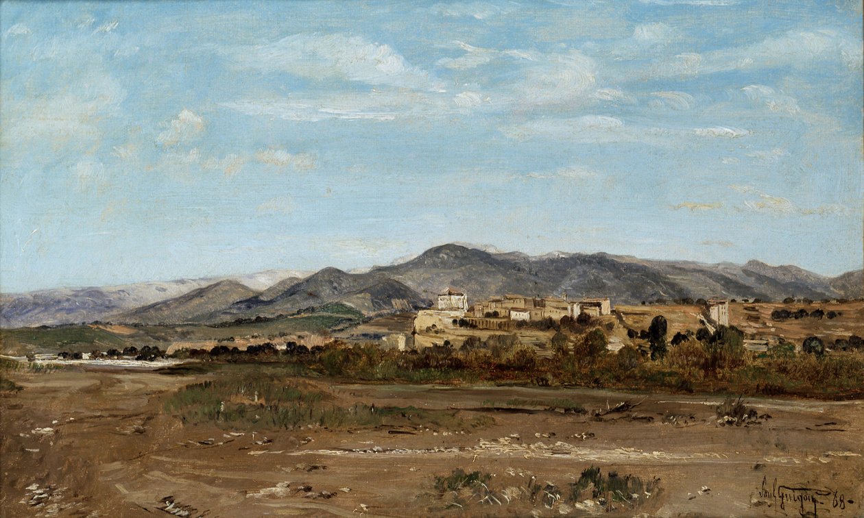 Landsbyen Lauris, i Vaucluse ved bredden af floden Durance, 1868 af Paul Camille Guigou