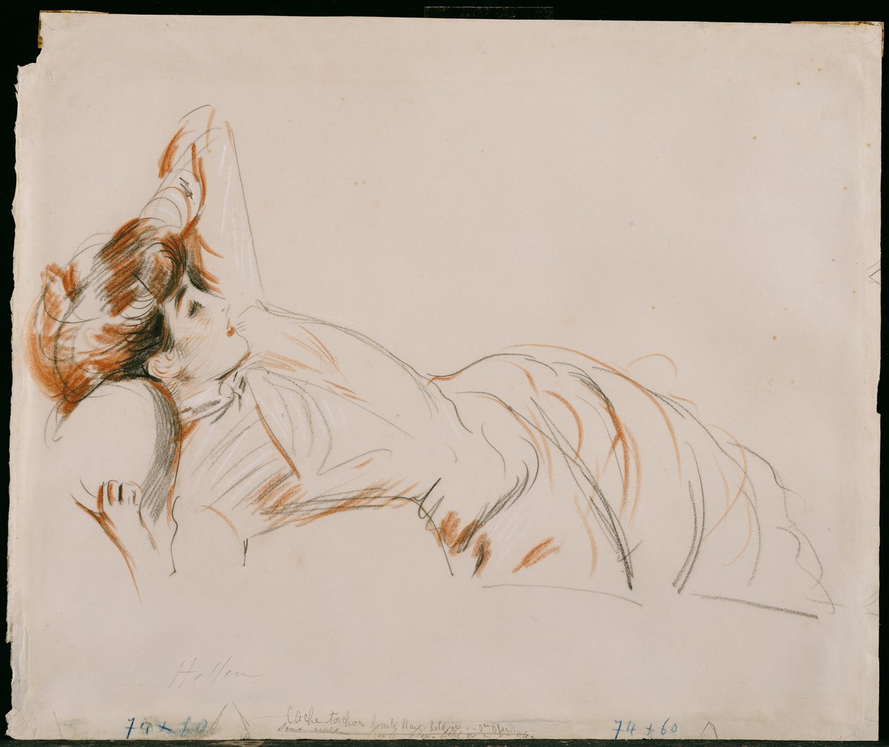 En elegant dame liggende af Paul Cesar Helleu