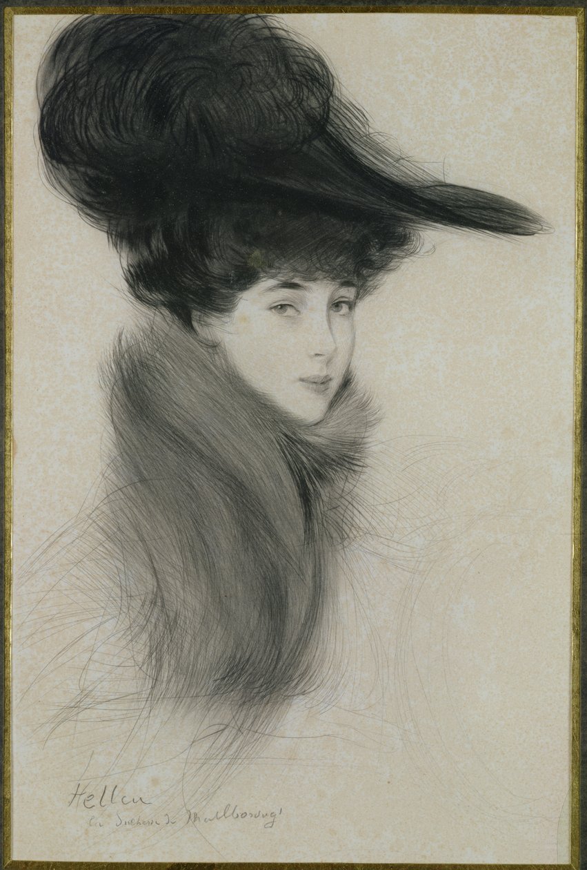 Consuelo Vanderbilt (1877-1964) hertuginde af Marlborough, ca. 1901 (tørpunkt) af Paul Cesar Helleu