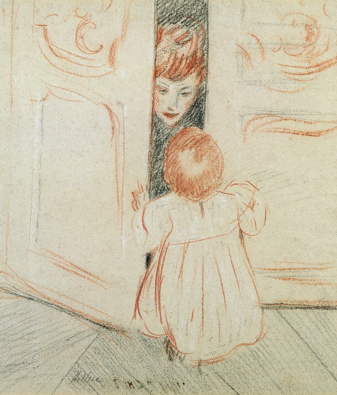 Hide and Seek (farveblyant på papir) af Paul Cesar Helleu