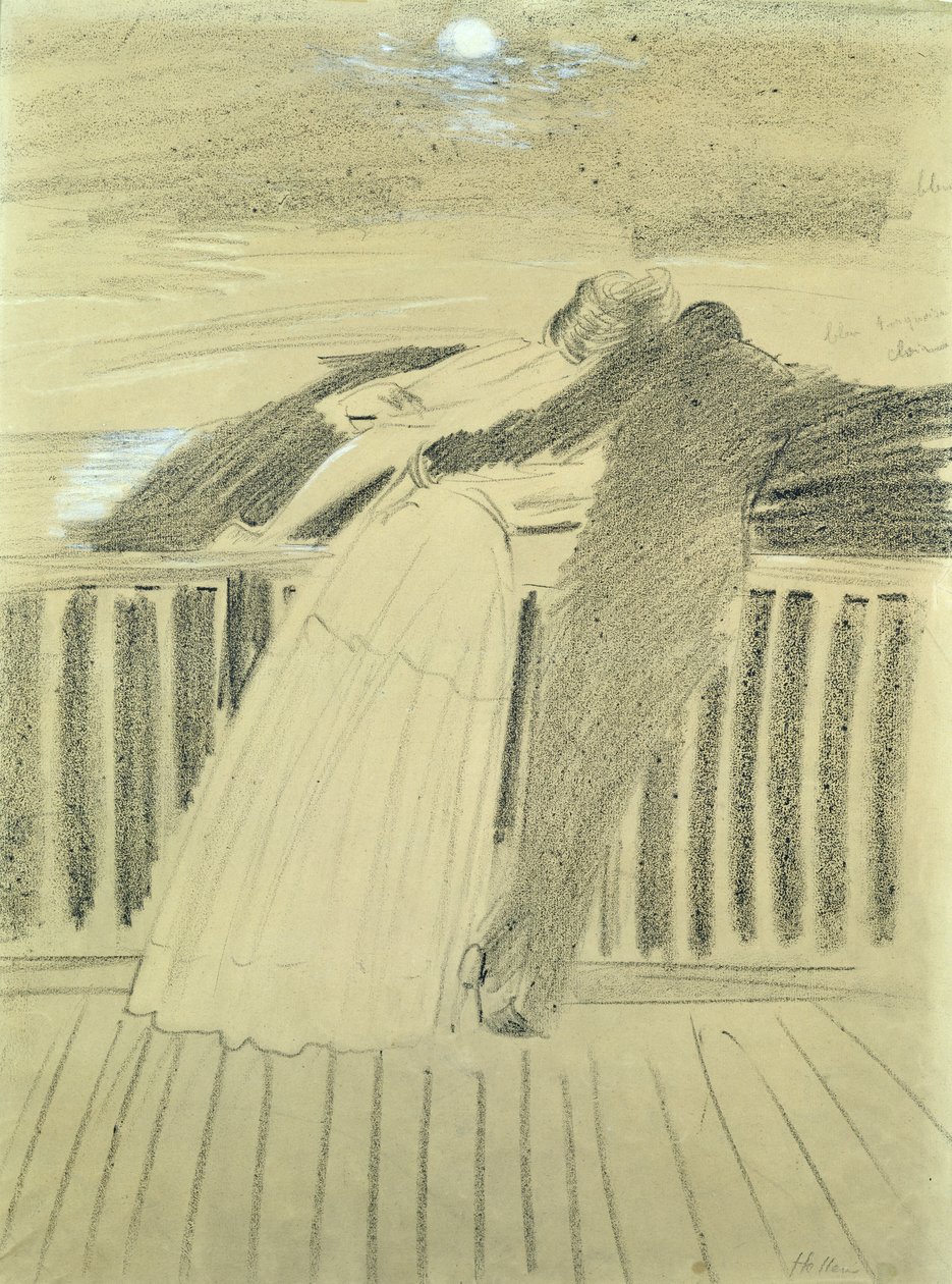 Jeanne Hugo og Jean Charcot i Hauteville House, Guernsey (pastel på papir) af Paul Cesar Helleu
