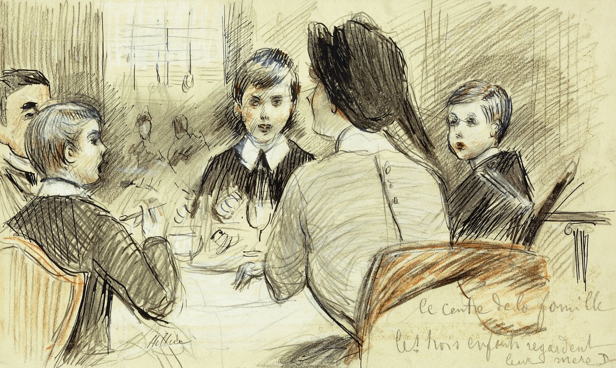 La Centre de la Famille: En familiemiddag på Ritz, New York, 1920 af Paul Cesar Helleu