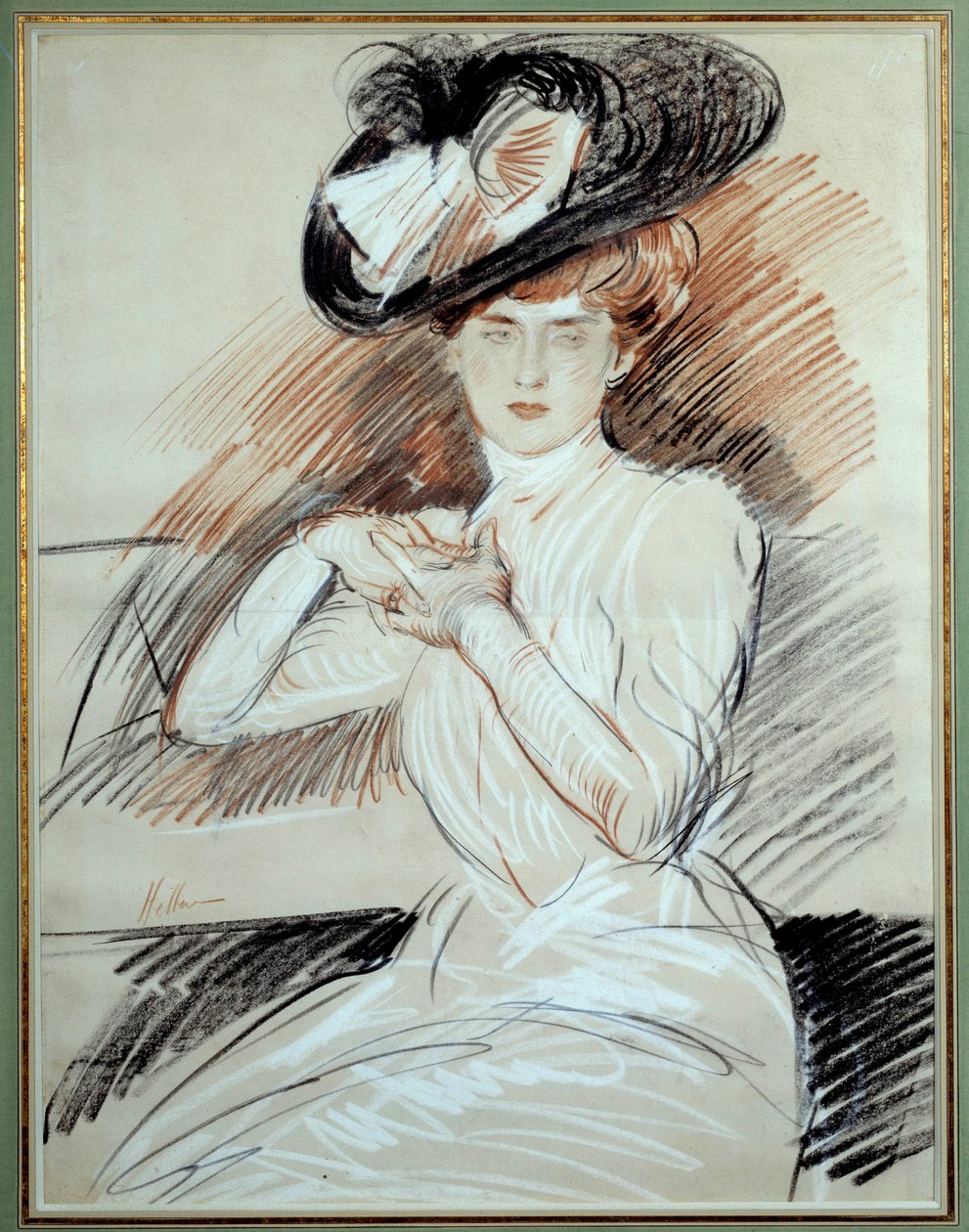 Fru Helleu. Tegning Paul Helleu (1859-1927), 20. århundrede. Bayonne, Bonnat Museum af Paul Cesar Helleu