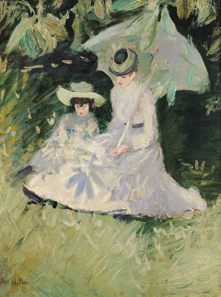 Madame Helleu og hendes datter på slottet Boudran af Paul Cesar Helleu