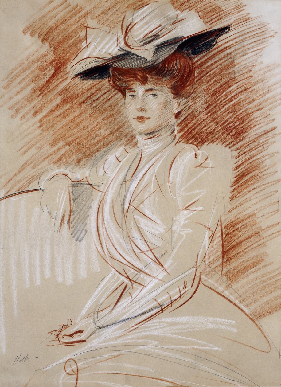 Madame Helleu i hatten, af Paul Cesar Helleu