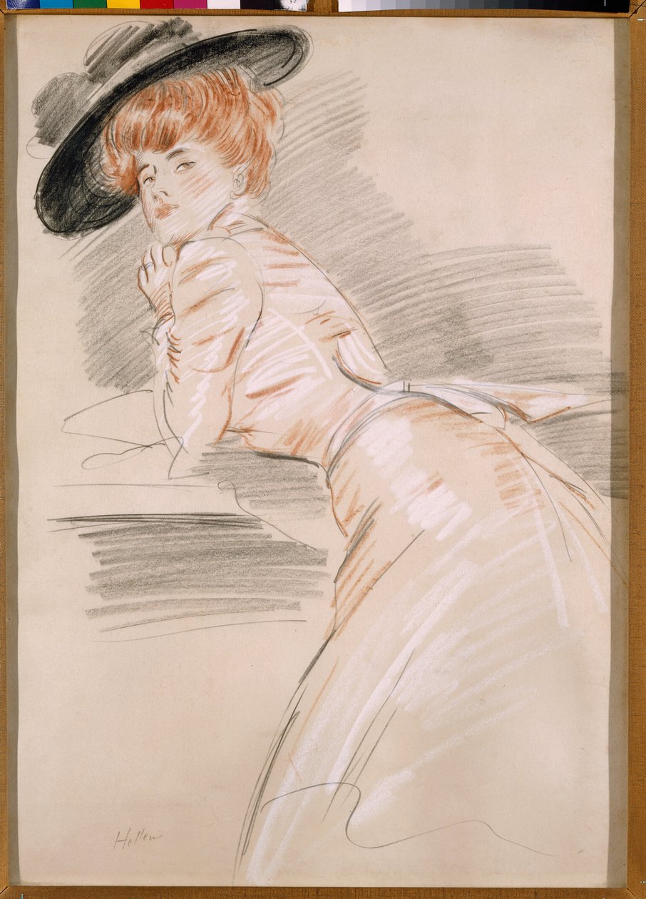 Madame Helleu i hat af Paul Cesar Helleu
