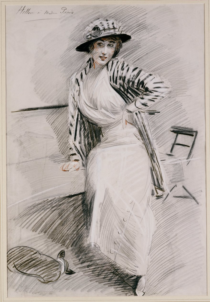 Madame Paris sidder på en banket af Paul Cesar Helleu