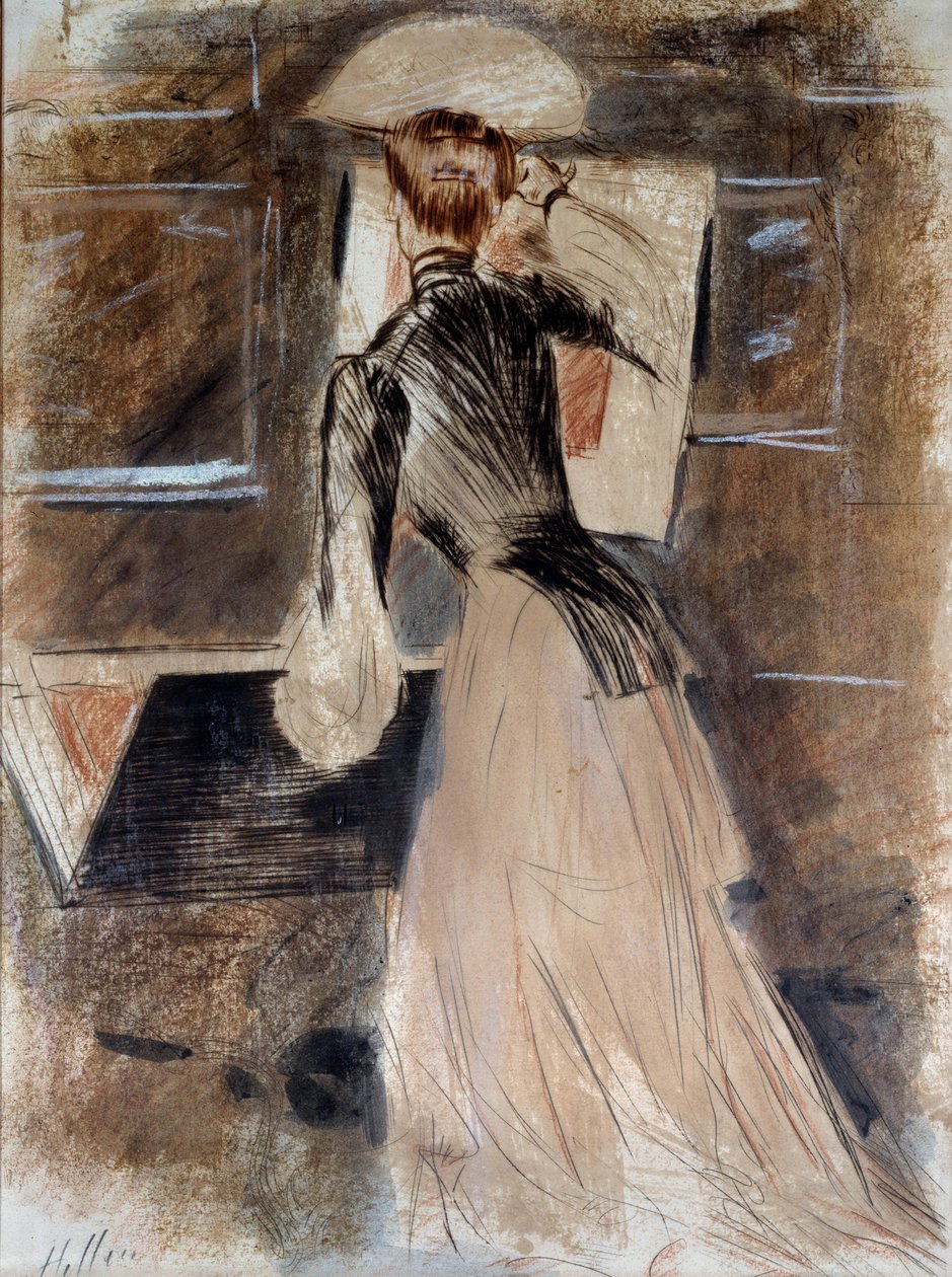 Portræt i fuld længde af Madeleine Carlier. Paul Helleu (1859-1927), 20. århundrede. Bayonne, Bonnat Museum af Paul Cesar Helleu