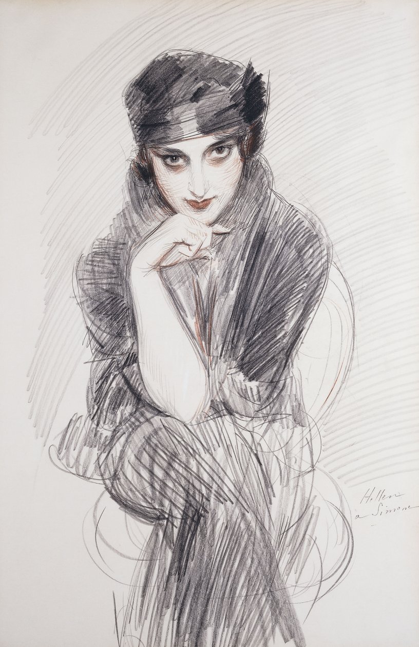 Portræt af en dame, muligvis Madam Van Cleef af Paul Cesar Helleu