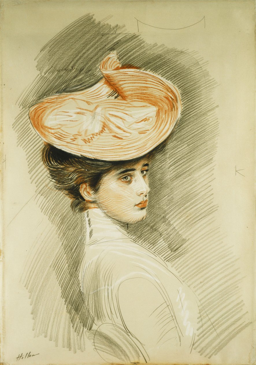 Portræt af en dame, menes at være Madame Helleu, af Paul Cesar Helleu