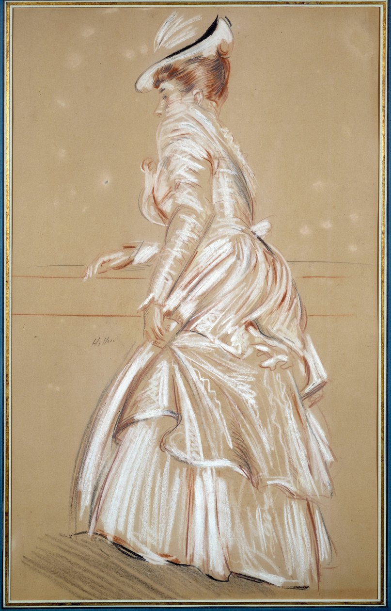 Portræt af en kvinde i hvidt. Tegning af Paul Helleu (1859 - 1927), 20. århundrede. Bayonne, Musée Bonnat af Paul Cesar Helleu