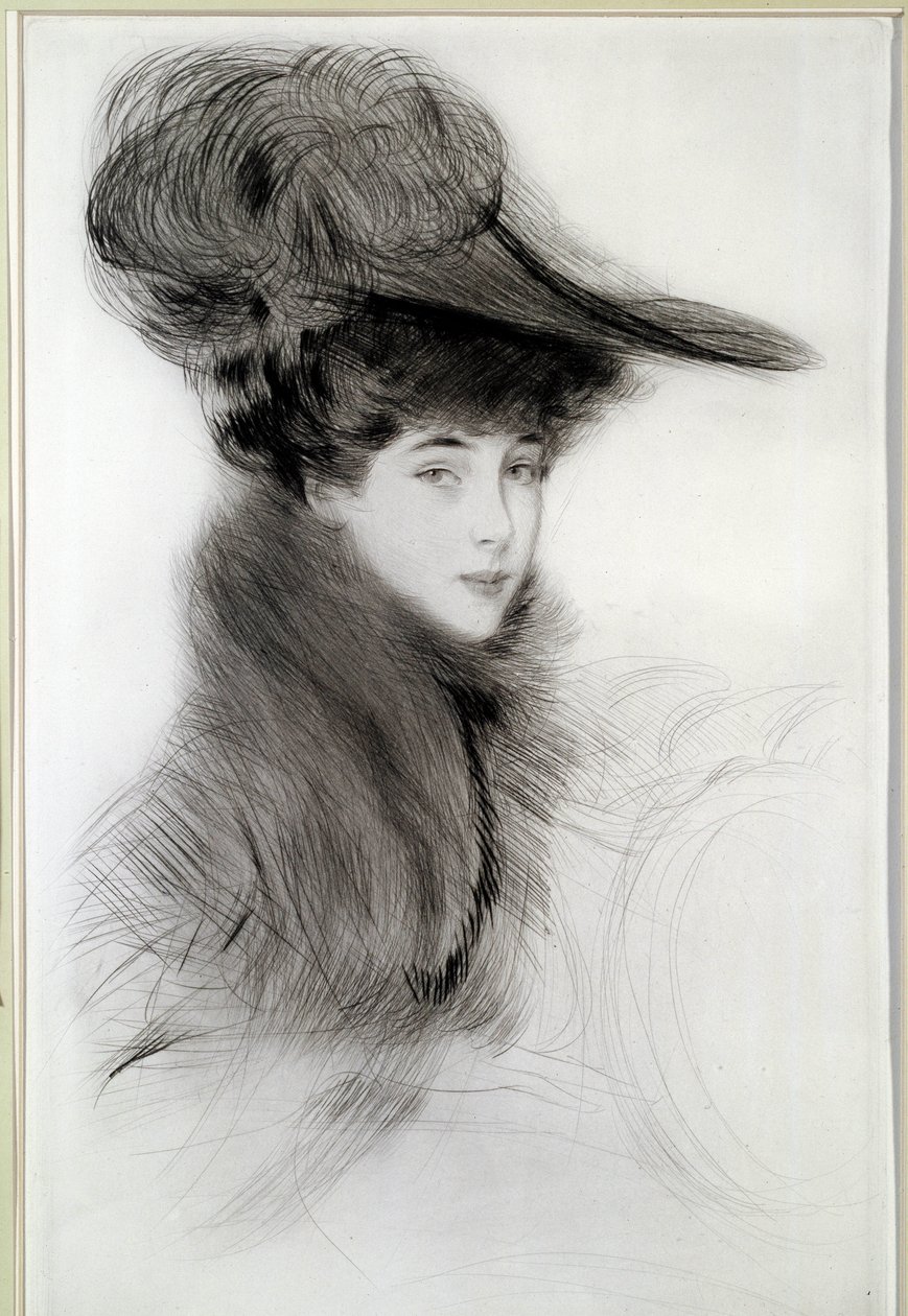 Portræt af hertuginden af Malborough. Tegning af Paul Helleu (1859-1927), 20. århundrede. Bayonne, Musée Bonnat af Paul Cesar Helleu